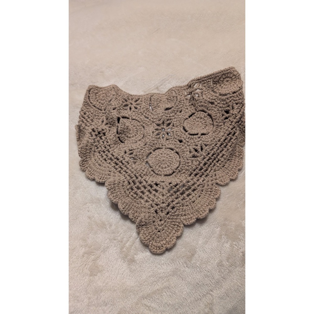 Earthbound BOHO, Eclectic, Hippie ☮️ Crocheted Brown Triangle Head Wrap NWT